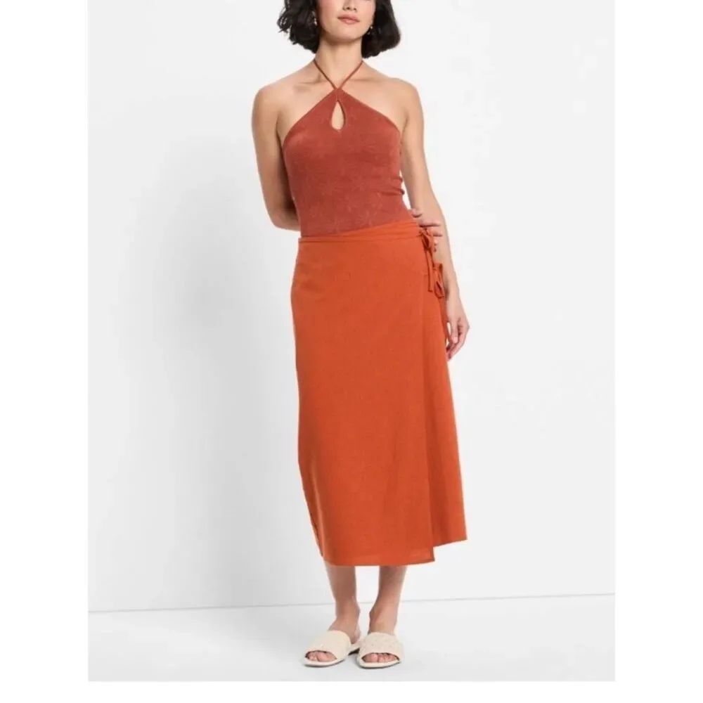 Future Collectiive XL Burnt orange Wrap linen blend skirt